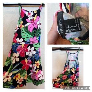 Forever 21 tropical floral backless mini dress